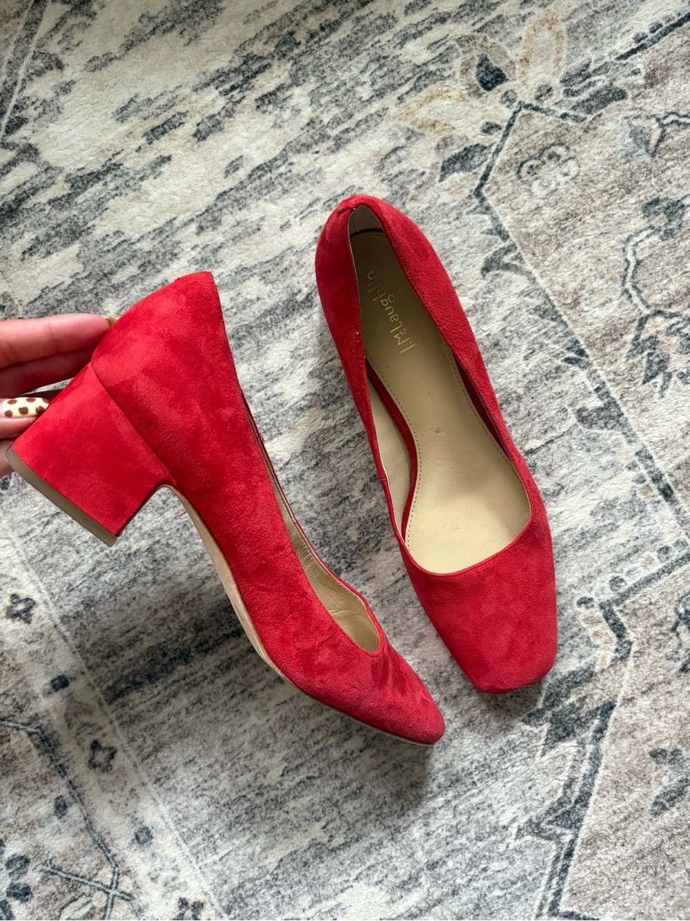 J. McLaughlin Charlene Red Suede Pumps Size 8.5 Slip On Shoes Heels Career Work
